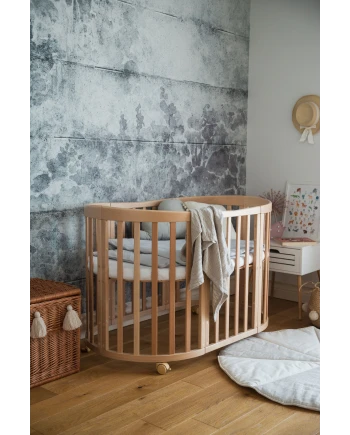 Ovale 7-in-1 babybed met matras - Natuurlijk | Waldin