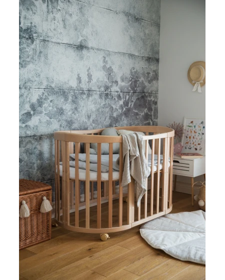 Ovale 7-in-1 babybed met matras - Natuurlijk | Waldin