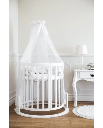 Ovale 7-in-1 babybed met matras - Wit | Waldin®