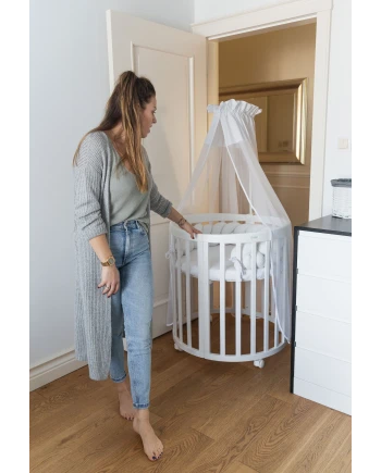 Ovale 7-in-1 babybed met matras - Wit | Waldin®