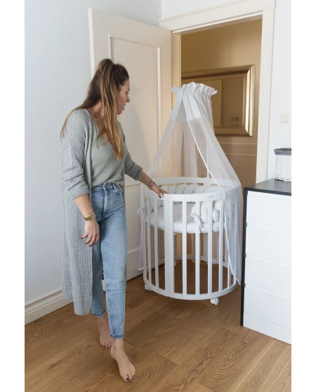 Ovale 7-in-1 babybed met matras - Wit | Waldin®