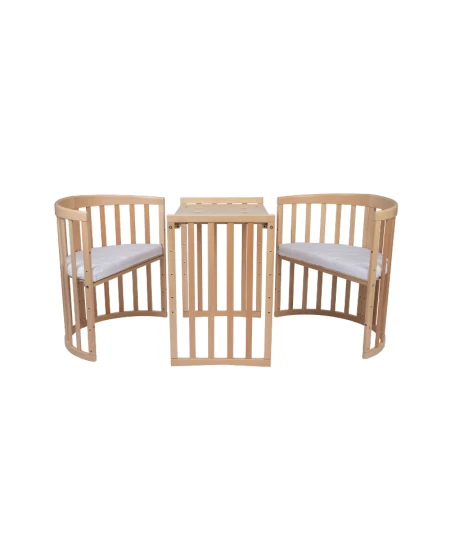 Ovale 7-in-1 babybed met matras - Natuurlijk | Waldin