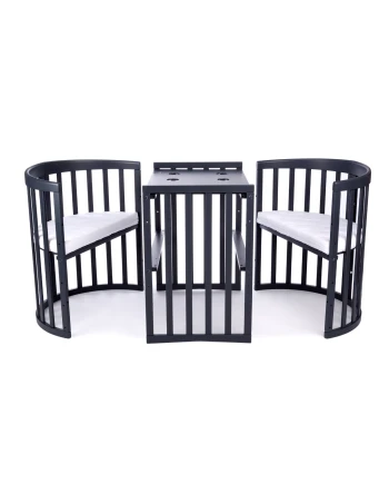 Ovale 7-in-1 babybed met matras - Grafiet