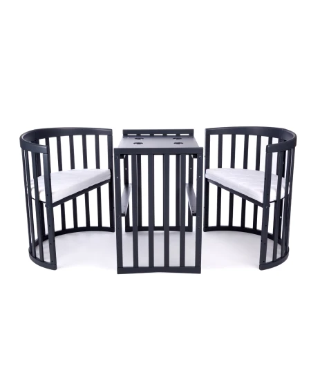 Ovale 7-in-1 babybed met matras - Grafiet | Waldin
