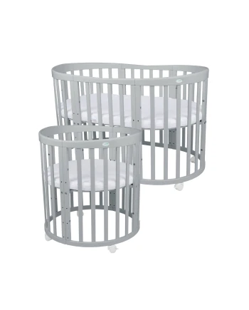 Ovale 7-in-1 babybed met matras - Grijs | Waldin®