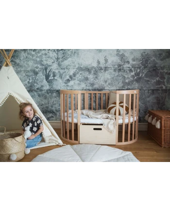 Ovale 7-in-1 babybed met matras - Natuurlijk | Waldin