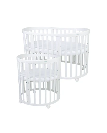 Ovale 7-in-1 babybed met matras - Wit | Waldin®