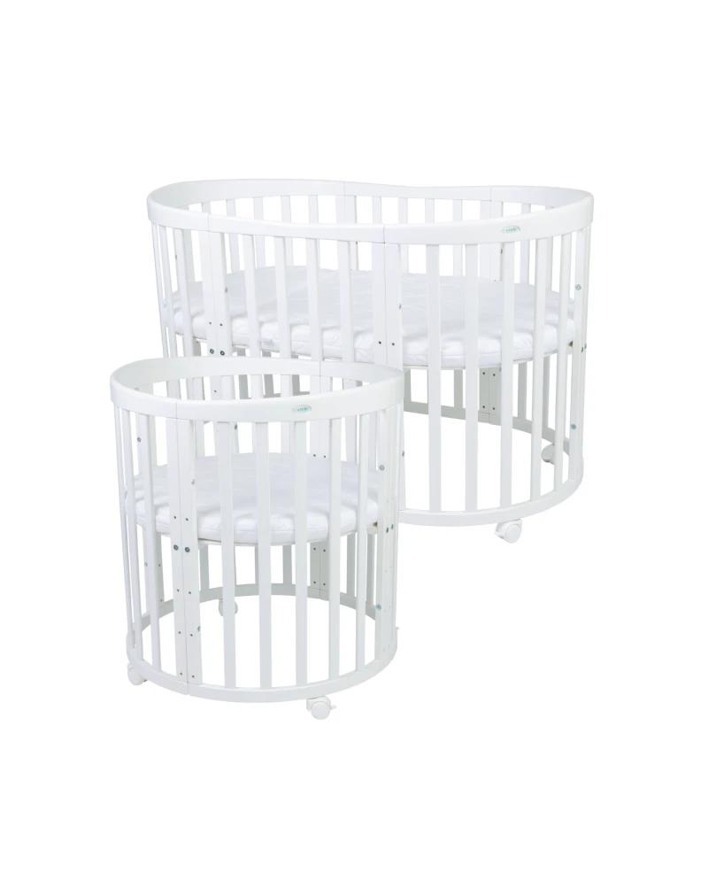 Ovale 7-in-1 babybed met matras - Wit | Waldin® Ovale 7-in-1 babybed met matras - Wit | Waldin®