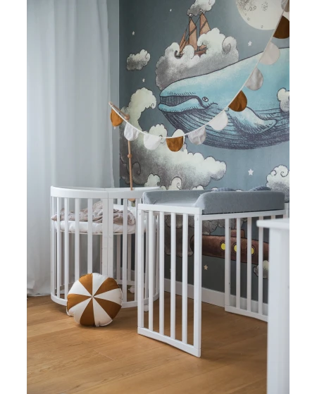 Set van katoenen hoeslakens voor ovale 7-in-1 babybedjes | Waldin