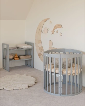 Ovale 7-in-1 babybed met matras - Grijs | Waldin®