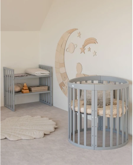 Ovale 7-in-1 babybed met matras - Grijs | Waldin®