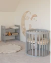 Ovale 7-in-1 babybed met matras - Grijs | Waldin®