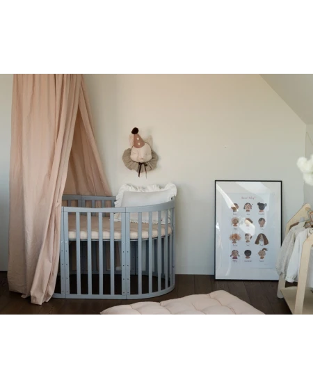 Ovale 7-in-1 babybed met matras - Grijs | Waldin®