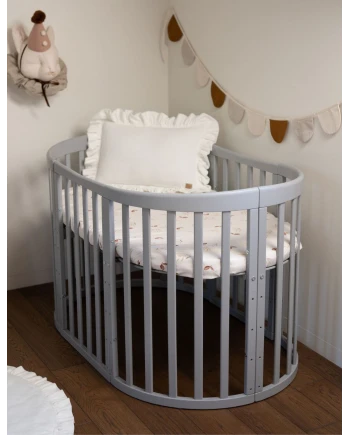 Ovale 7-in-1 babybed met matras - Grijs | Waldin®