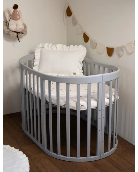 Ovale 7-in-1 babybed met matras - Grijs | Waldin®
