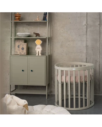 Ovale 7-in-1 babybed met matras - Olijfgroen