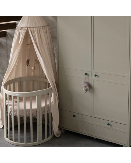 Ovale 7-in-1 babybed met matras - Olijfgroen | Waldin