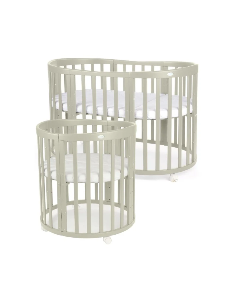 Ovale 7-in-1 babybed met matras - Olijfgroen | Waldin Ovale 7-in-1 babybed met matras - Olijfgroen | Waldin