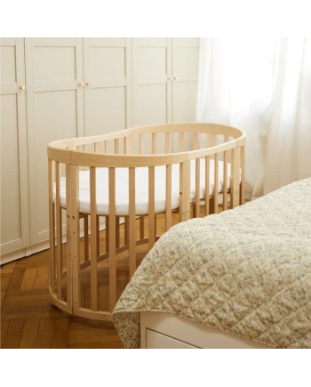 Ovale 7-in-1 babybed met matras - Natuurlijk | Waldin
