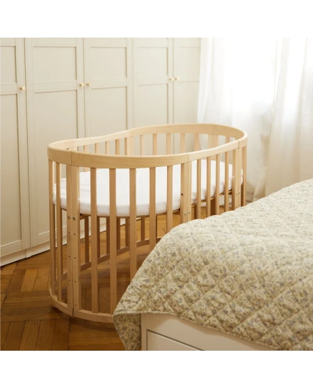 Ovale 7-in-1 babybed met matras - Natuurlijk | Waldin
