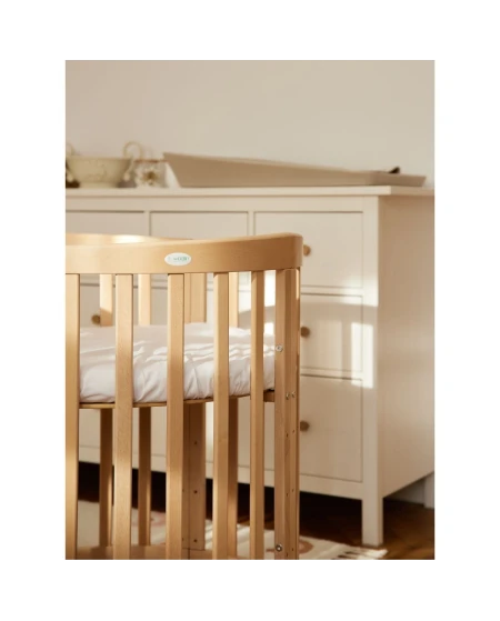 Ovale 7-in-1 babybed met matras - Natuurlijk | Waldin