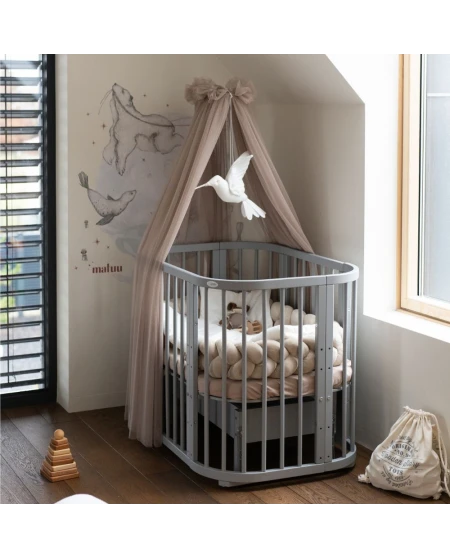 5in1 kinderbed met matras en wiegoptie - Grijs | Waldin
