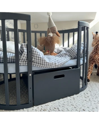 Ovale 7-in-1 babybed met matras - Grafiet