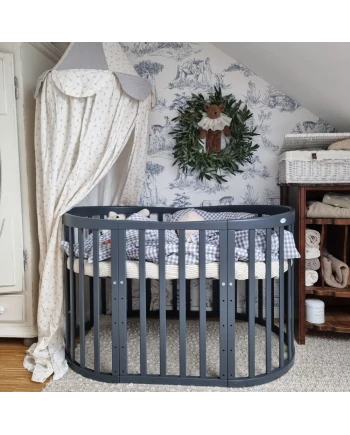 Ovale 7-in-1 babybed met matras - Grafiet