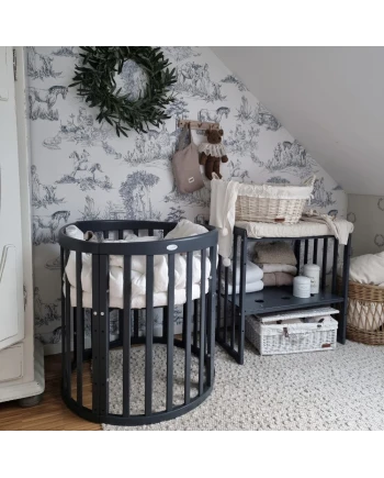 Ovale 7-in-1 babybed met matras - Grafiet