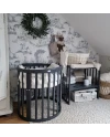 Ovale 7-in-1 babybed met matras - Grafiet | Waldin