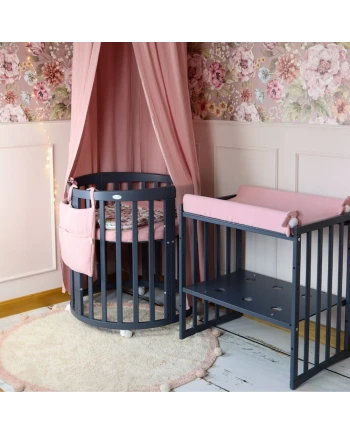 Ovale 7-in-1 babybed met matras - Grafiet