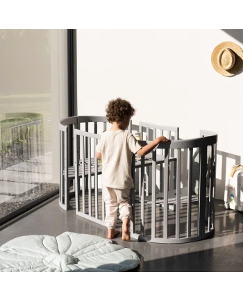 Ovale 7-in-1 babybed met matras - Grijs | Waldin®