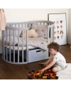 Ovale 7-in-1 babybed met matras - Grijs | Waldin®