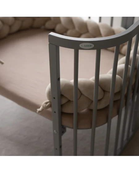 Hoeslaken van katoen 93x65 voor 5in1 Babybed - Taupe | Waldin