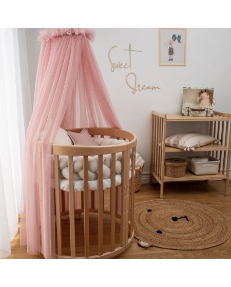 Tule wieghemel Roze + hemelstandaard