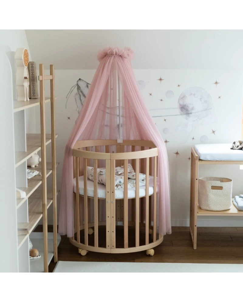 Tule wieghemel Roze + hemelstandaard
