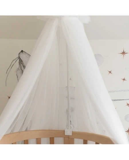Tule wieghemel Ecru + hemelstandaard