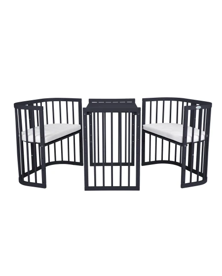 7-in-1 babybed met matras - Grafiet | Waldin