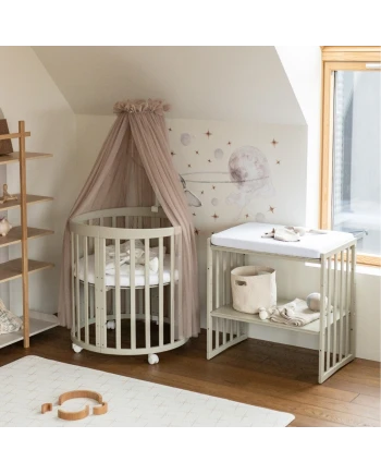 Ovale 7-in-1 babybed met matras - Olijfgroen