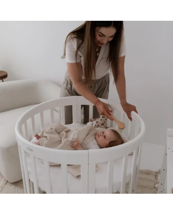 Ovale 7-in-1 babybed met matras - Wit | Waldin®