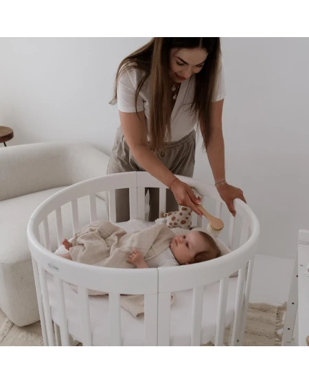 Ovale 7-in-1 babybed met matras - Wit | Waldin®