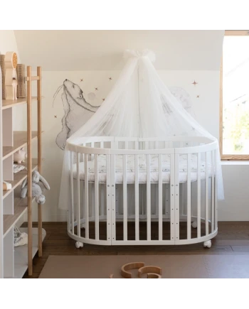 Ovale 7-in-1 babybed met matras - Wit | Waldin®