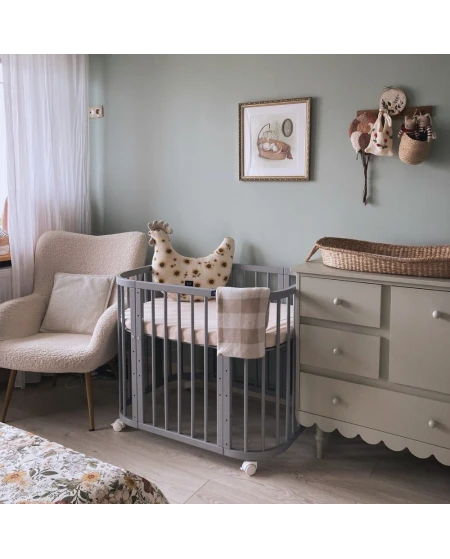 5in1 kinderbed met matras en wiegoptie - Grijs | Waldin