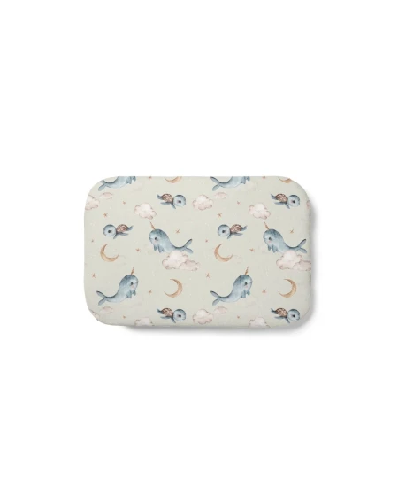 Bamboe baby kussen 60x40 – Walvissen | Waldin