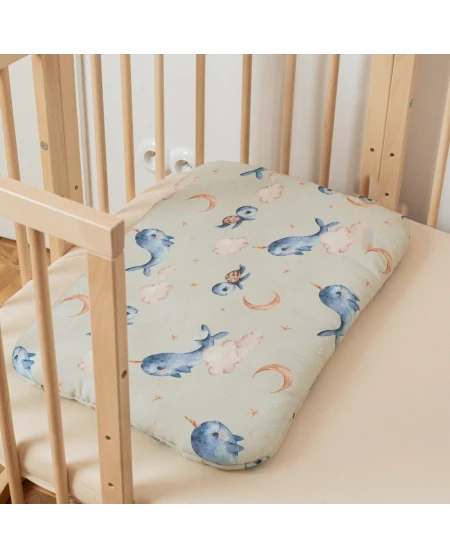 Bamboe baby kussen 60x40 – Walvissen | Waldin