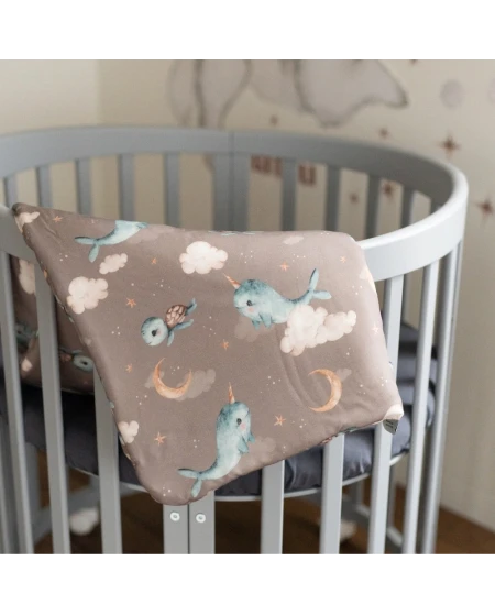 Bamboe baby kussen 60x40 – Walvissen | Waldin