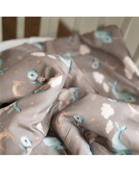 Bamboe baby kussen 60x40 – Walvissen | Waldin