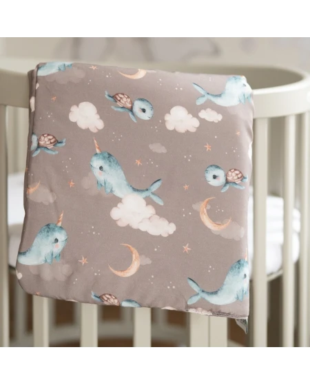 Bamboe baby kussen 60x40 – Walvissen | Waldin