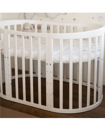 Ovale 7-in-1 babybed met matras - Wit | Waldin®