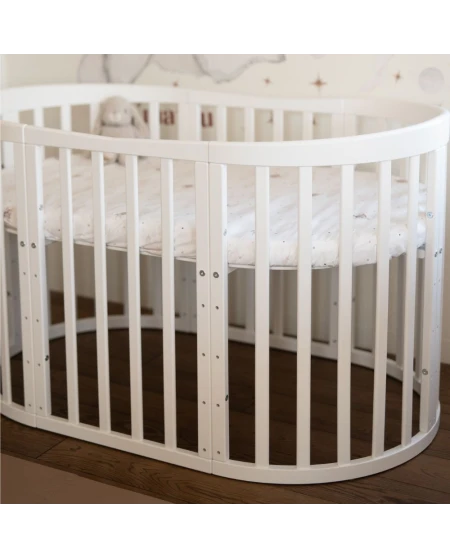 Ovale 7-in-1 babybed met matras - Wit | Waldin®